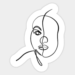 women face one line minimal art Sticker